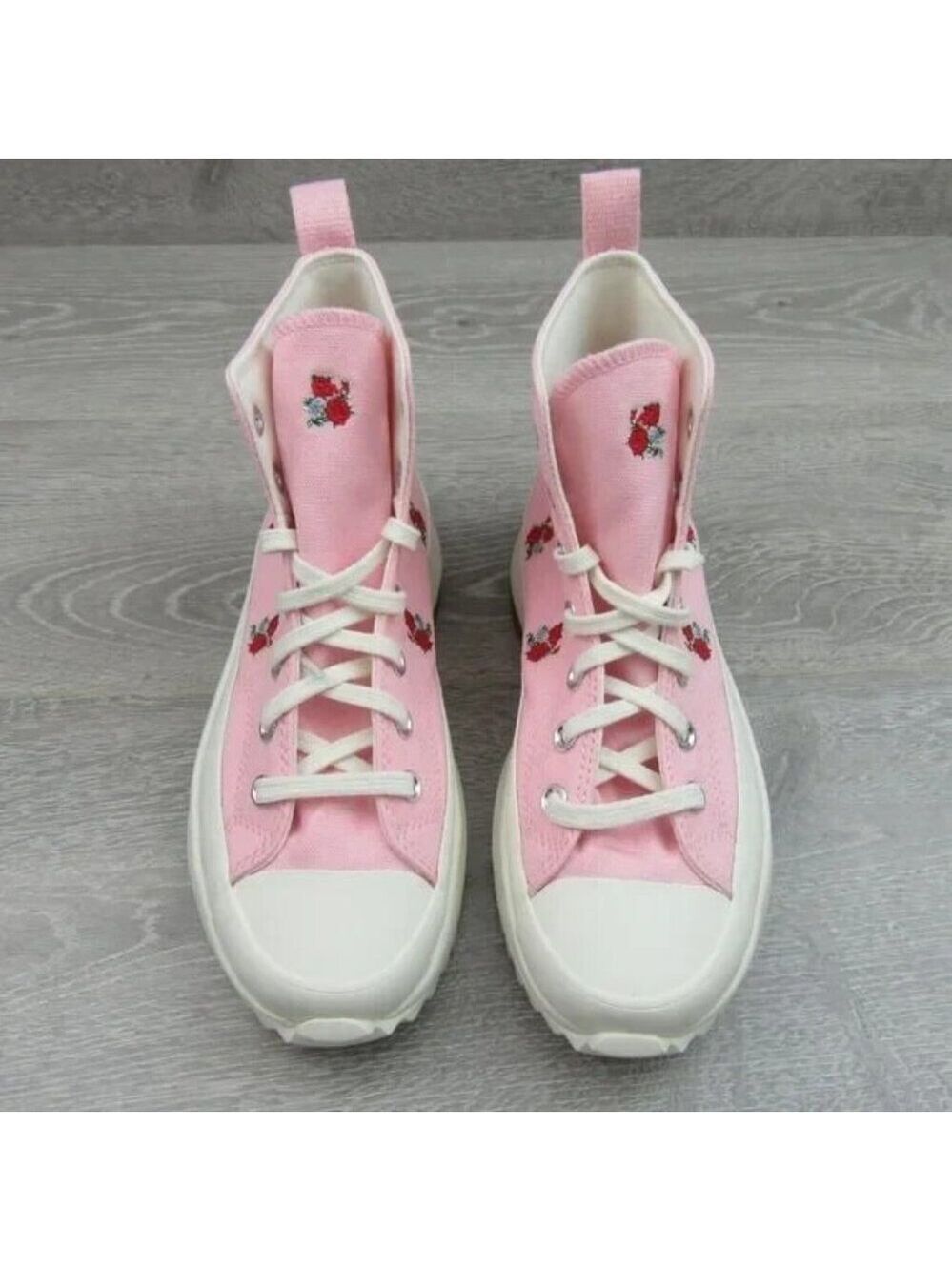 Converse Run Star Hike HI Platform Women's Size 9.5 Pink Red Roses NEW A05192C - Picture 4 of 14